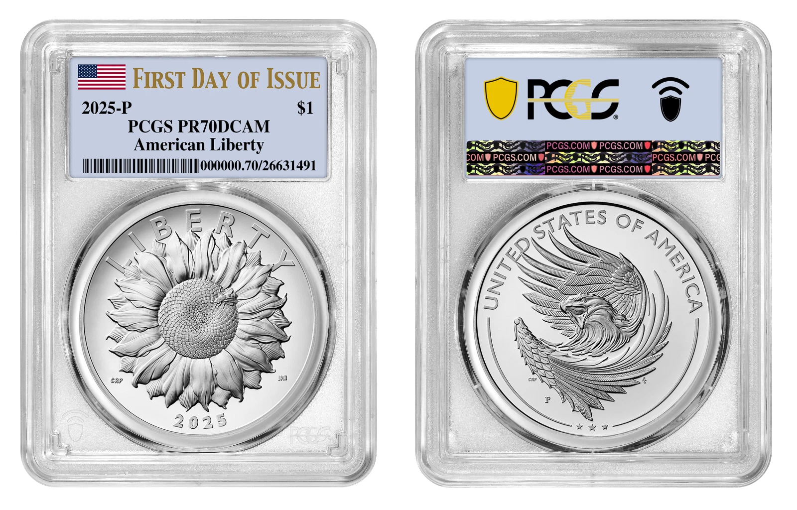 2025 P Silver American Liberty $1 PCGS PR70DCAM First Day Of Issue