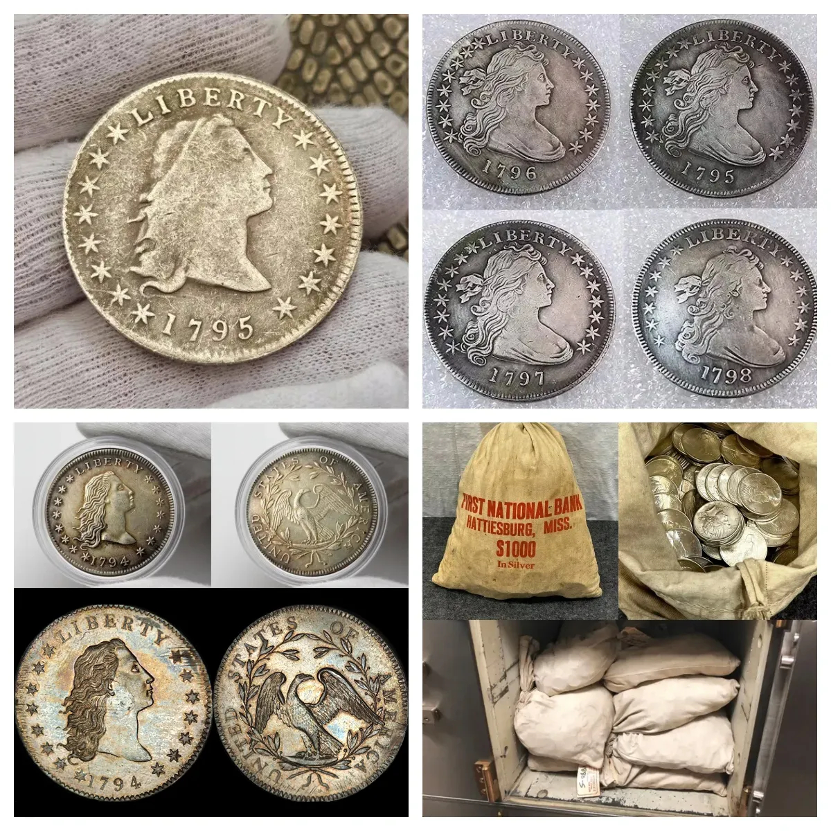 1794-1804 (11Pcs) Liberty Flowing Hair Silver Dollar Set F/VF Philadelphia