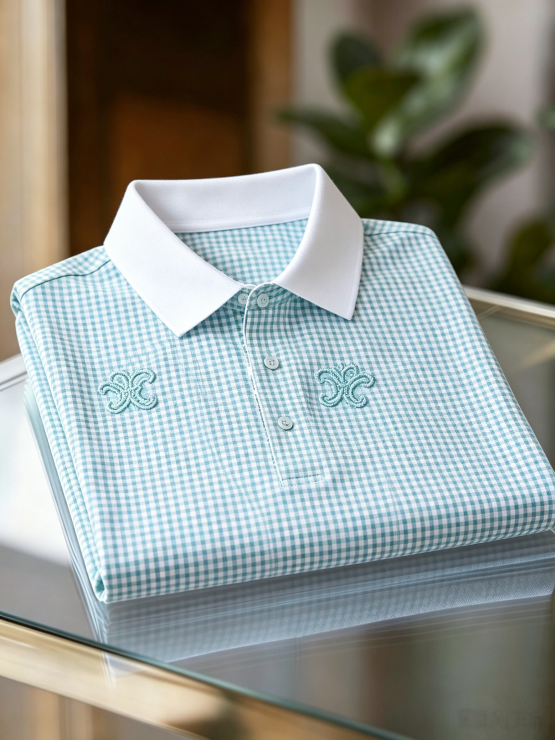 Men's Business Casual Jacquard Button Short Sleeve Polo Shirt