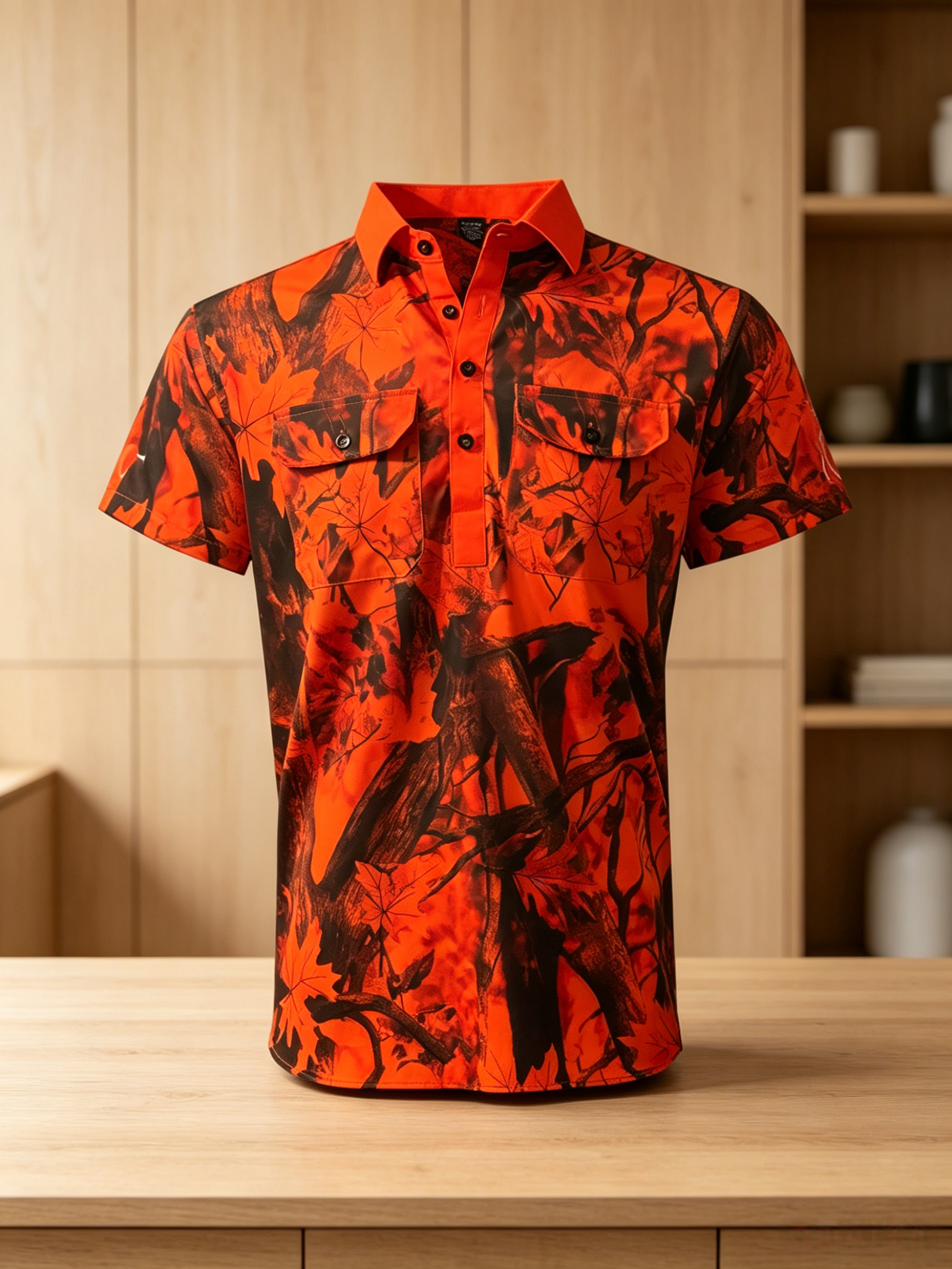 Men's Business Casual Button Short Sleeve Polo Shirt