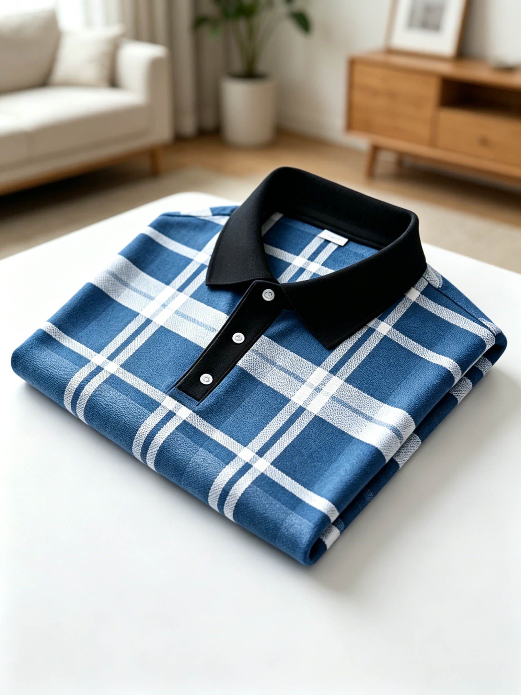 Men's Business Casual Jacquard Button Short Sleeve Polo Shirt