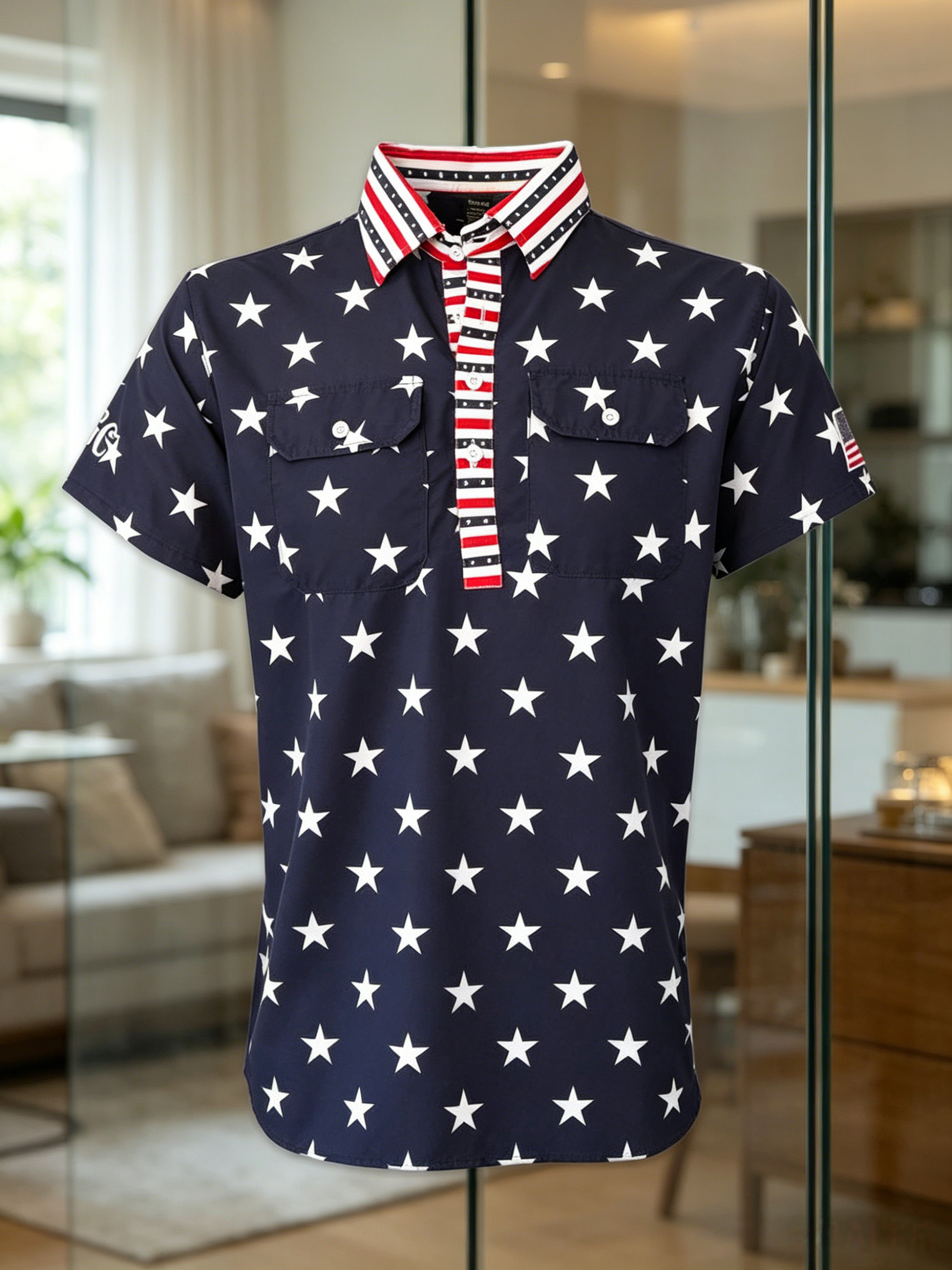 Men's Business Casual Button Short Sleeve Polo Shirt