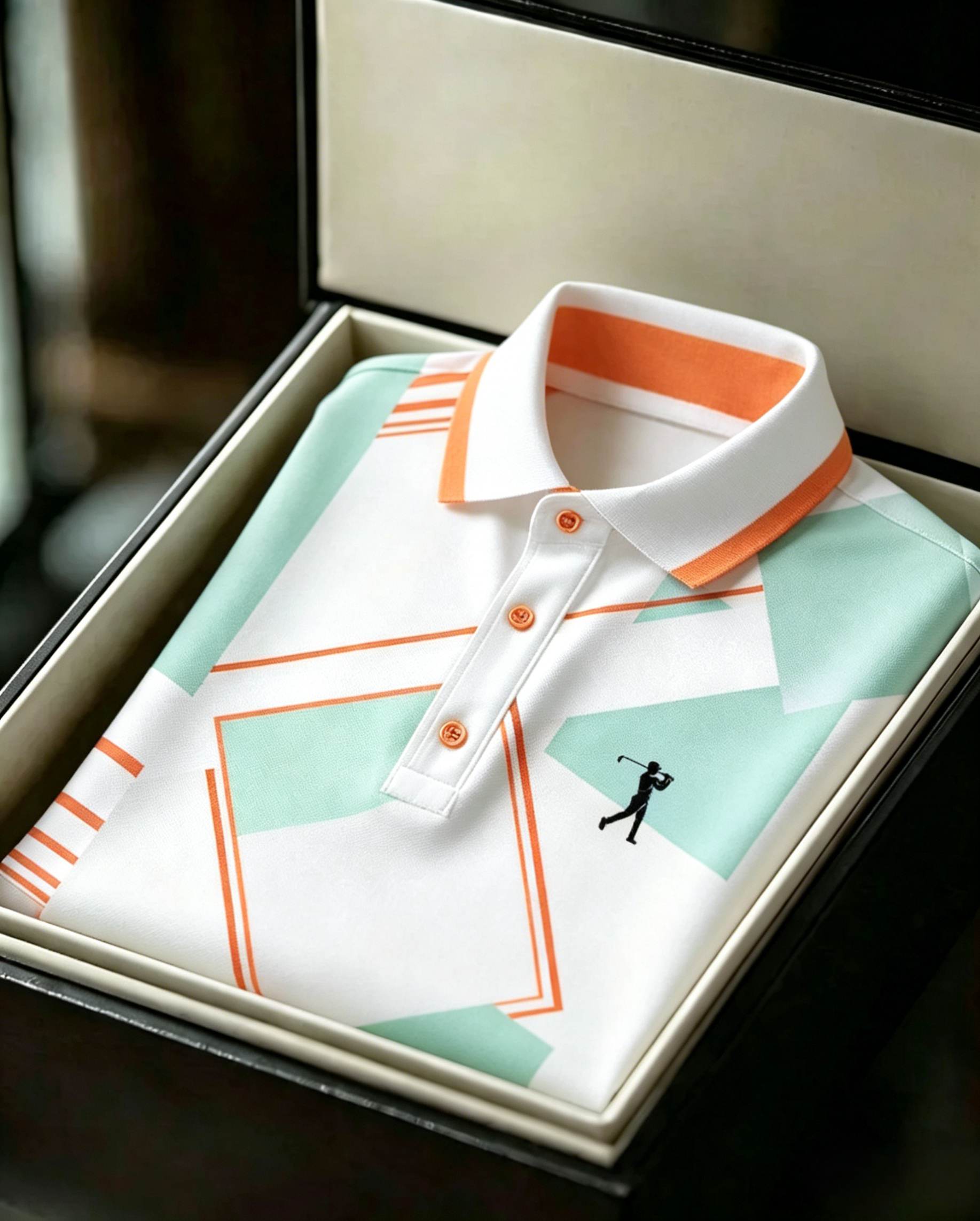 Men's Business Style Print Short Sleeved Polo Shirt