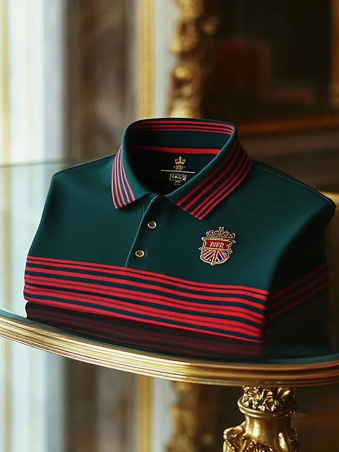 Men's Retro Business Stripe Print Long Sleeve Polo Shirt