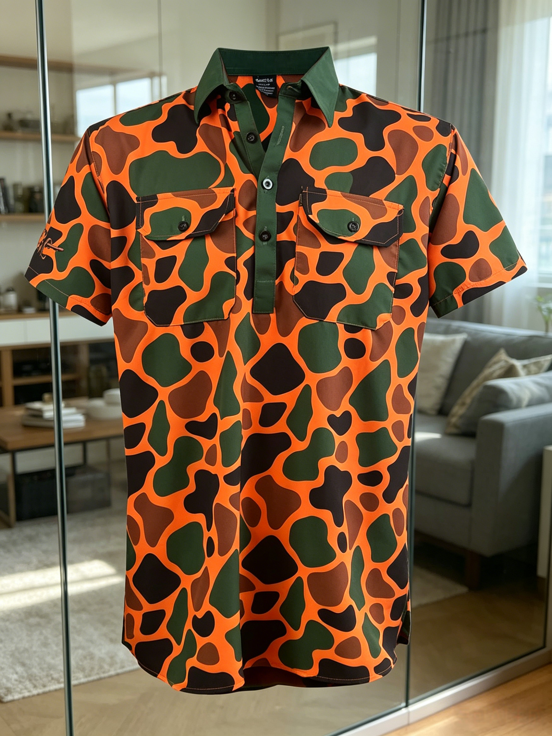 Men's Business Casual Button Short Sleeve Polo Shirt