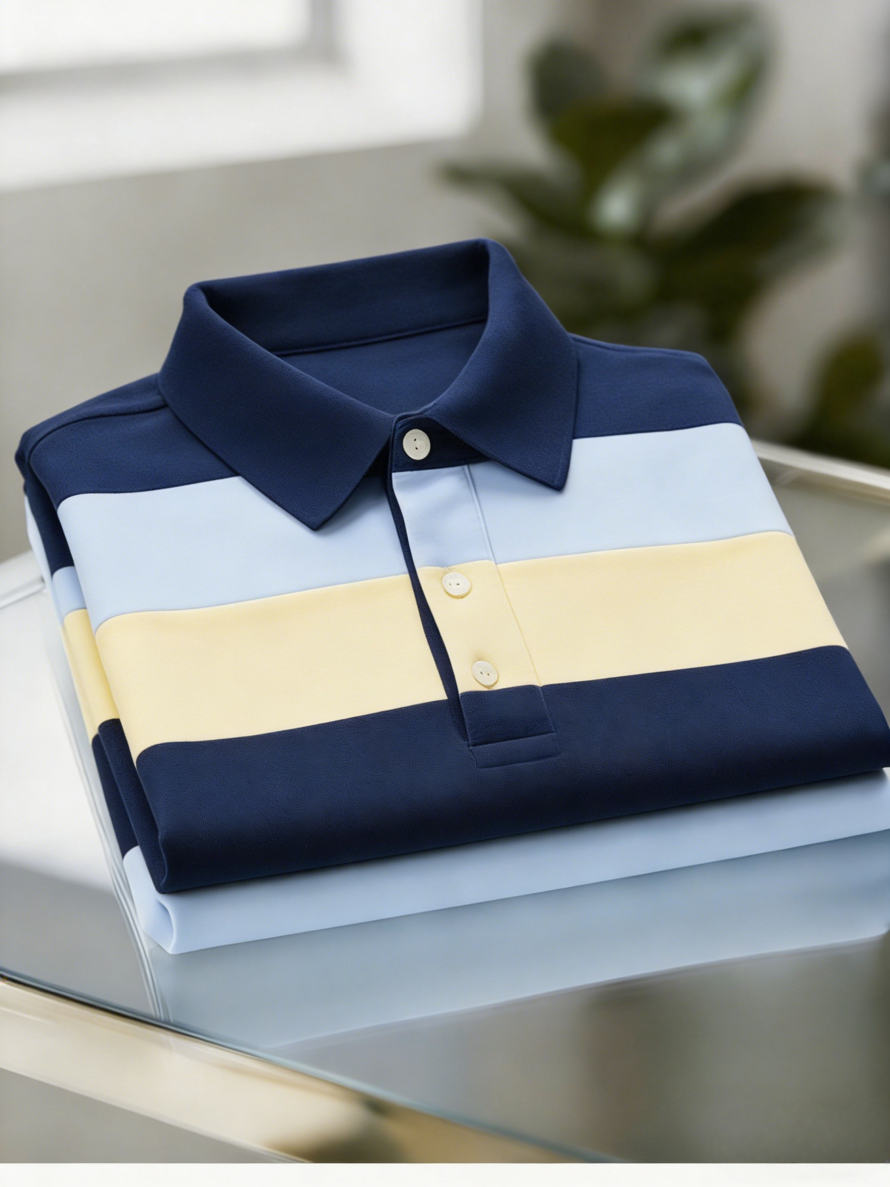 Men's Business Casual Button Short Sleeve Polo Shirt