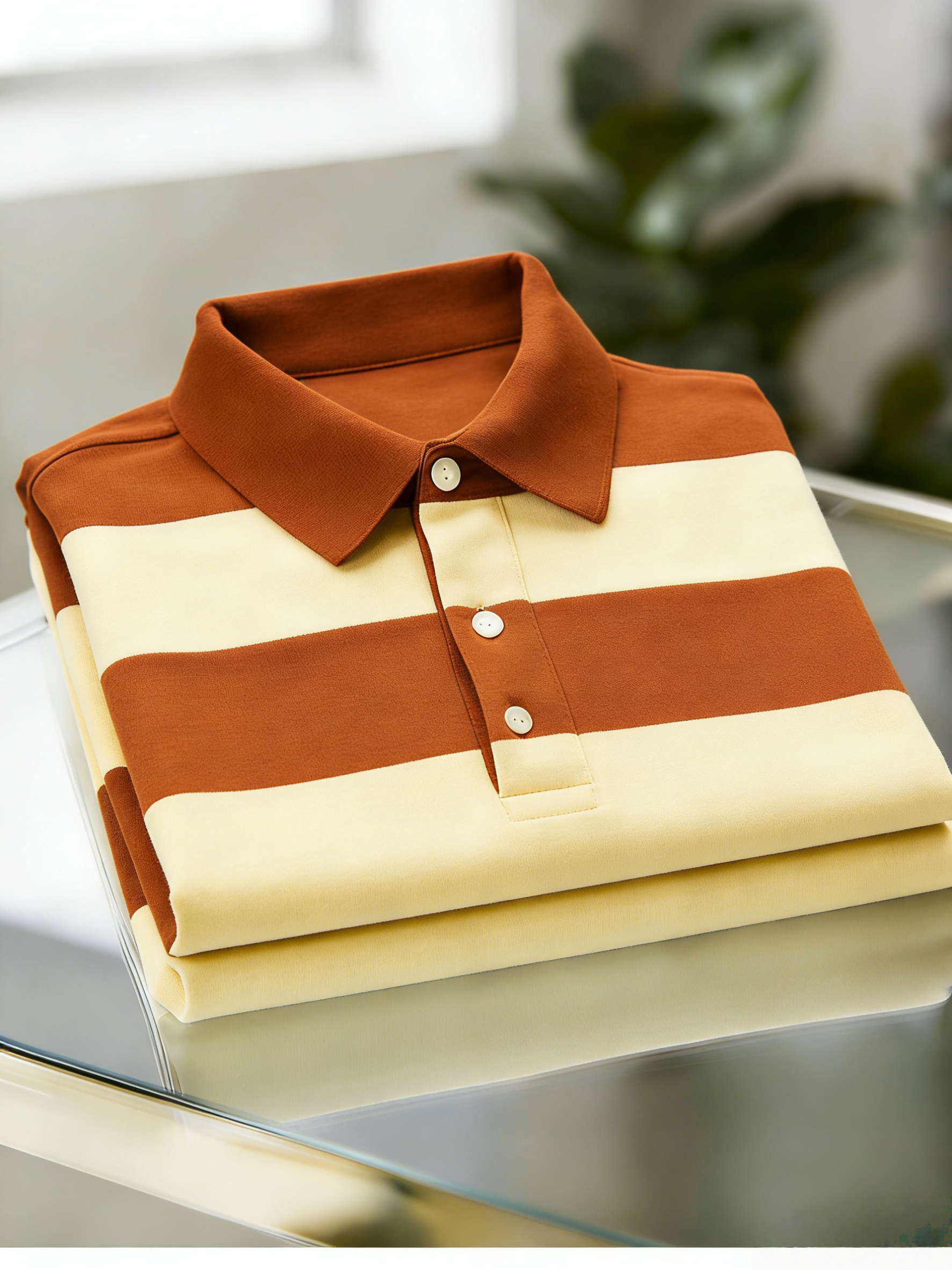 Men's Business Casual Button Short Sleeve Polo Shirt