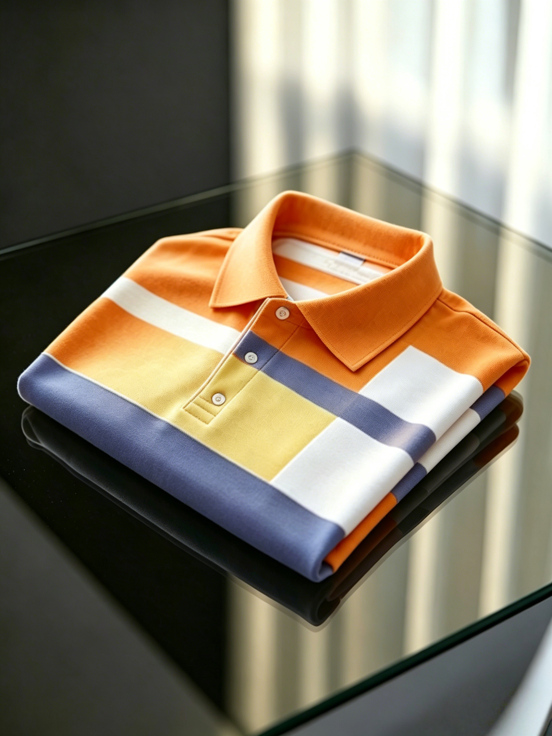 Men's Business Style Print Short Sleeved Polo Shirt
