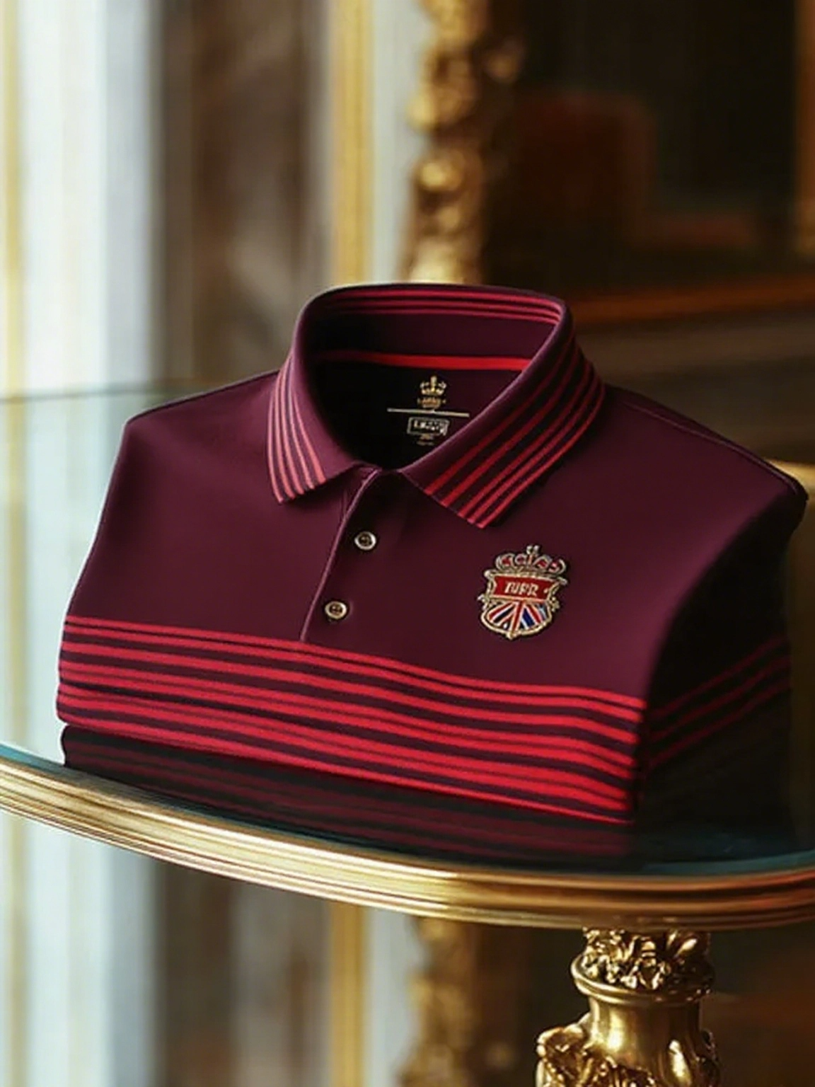 Men's Retro Business Stripe Print Long Sleeve Polo Shirt