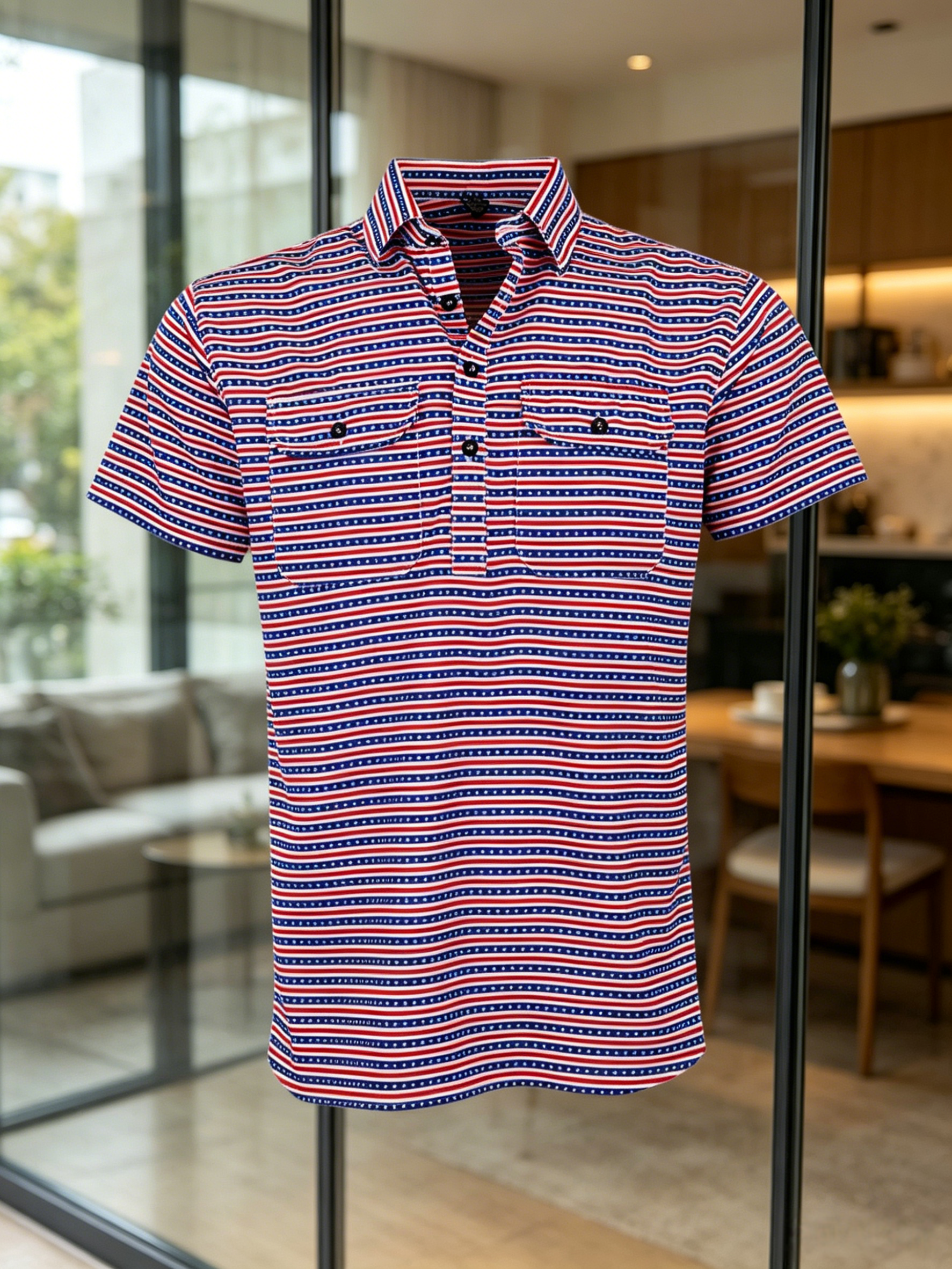 Men's Business Casual Button Short Sleeve Polo Shirt
