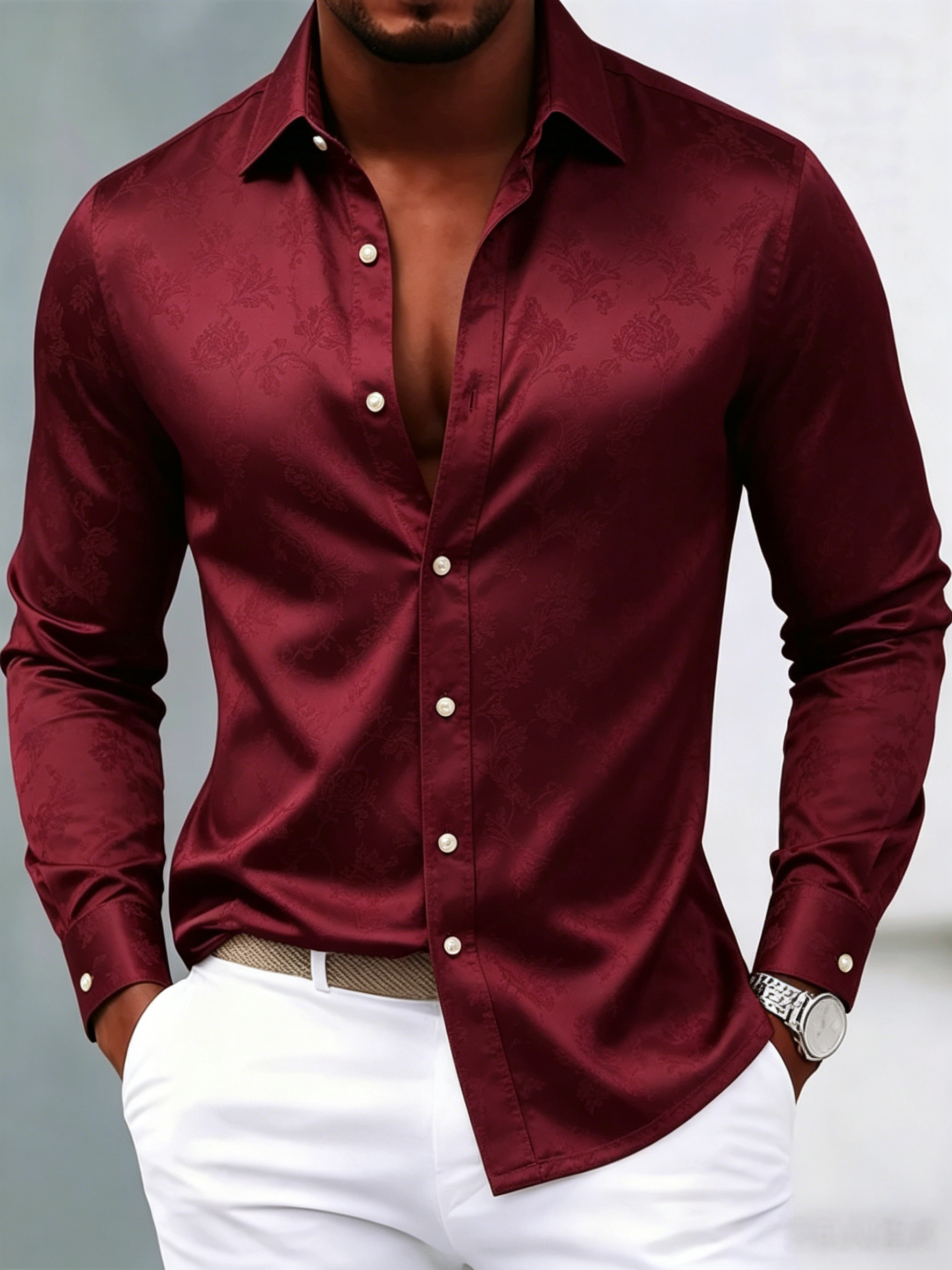Men's luxury business printed long-sleeved shirt