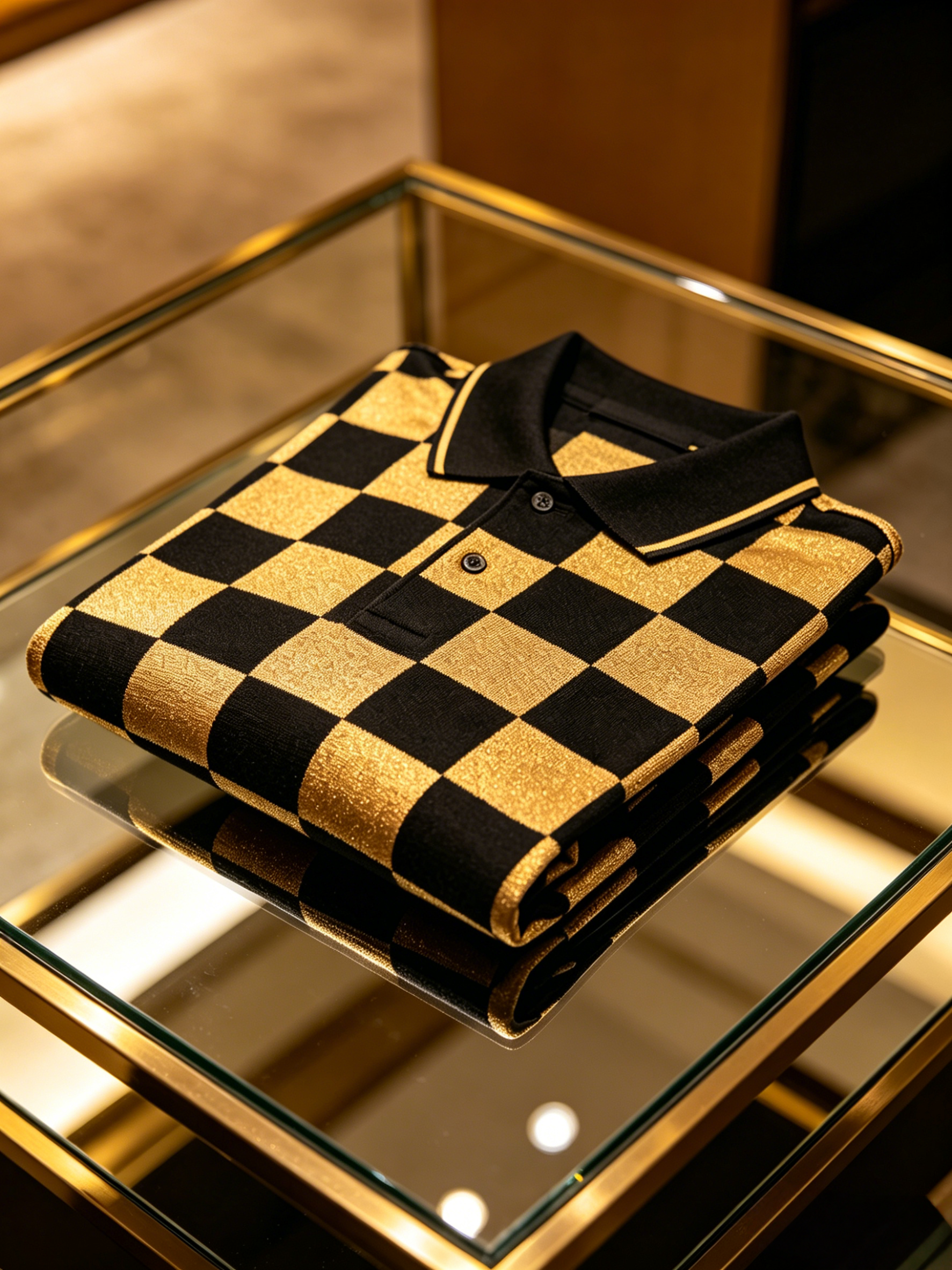 Men's Check Business Casual Short Sleeve Polo Shirt