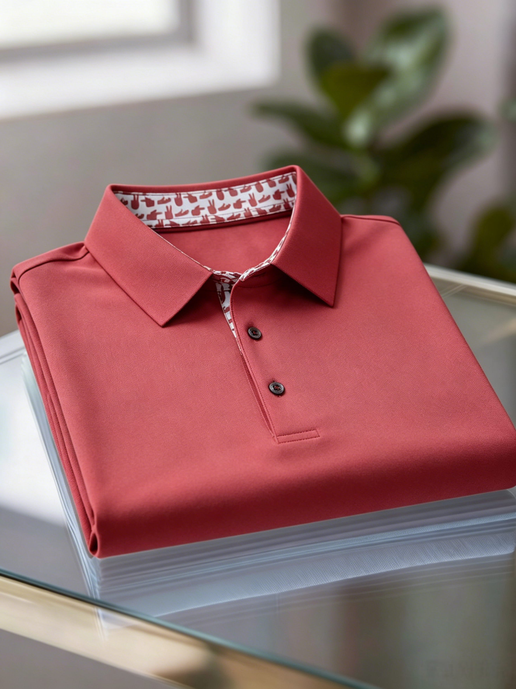 Men's Business Casual Jacquard Button Short Sleeve Polo Shirt