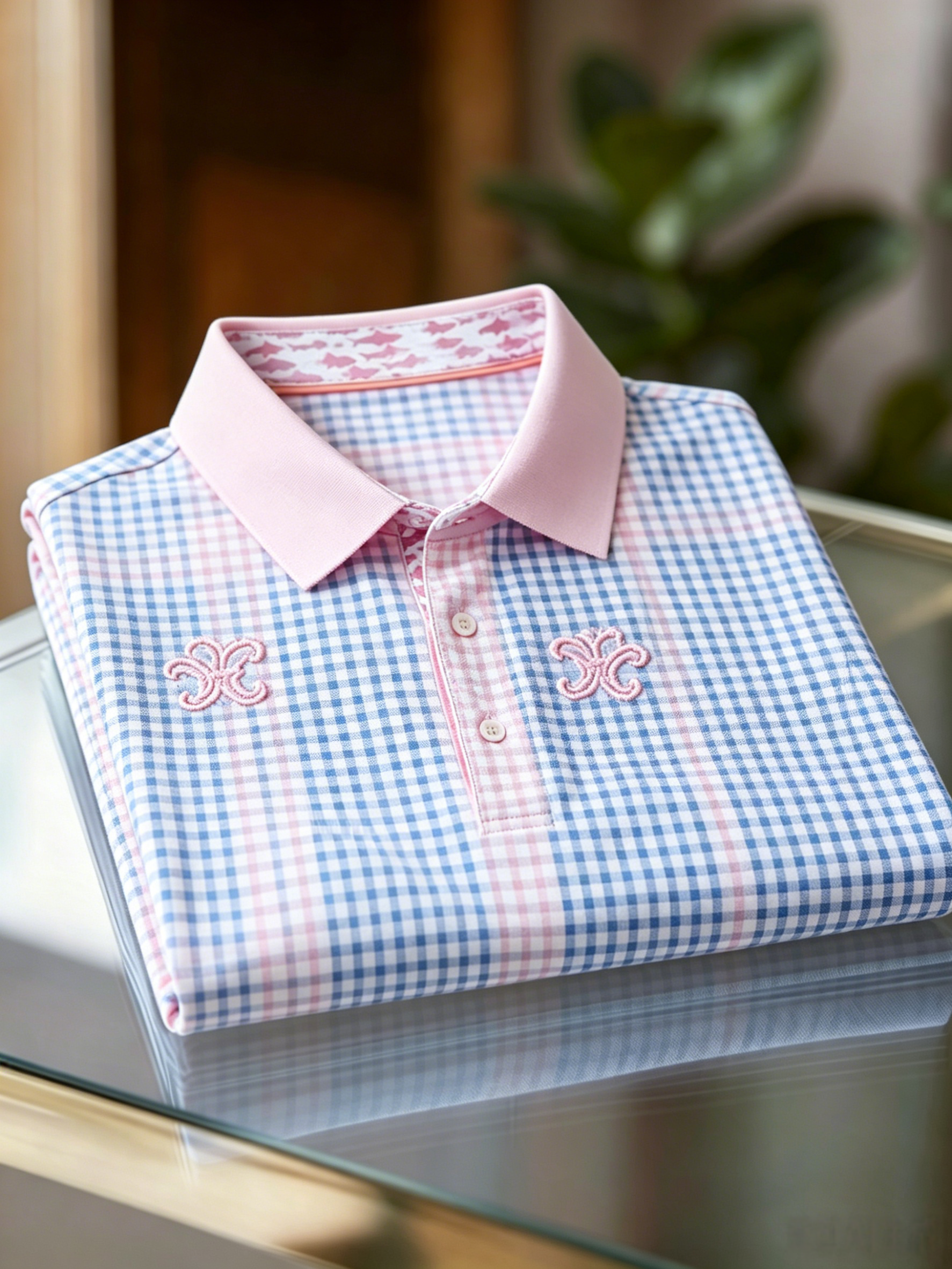 Men's Business Casual Jacquard Button Short Sleeve Polo Shirt