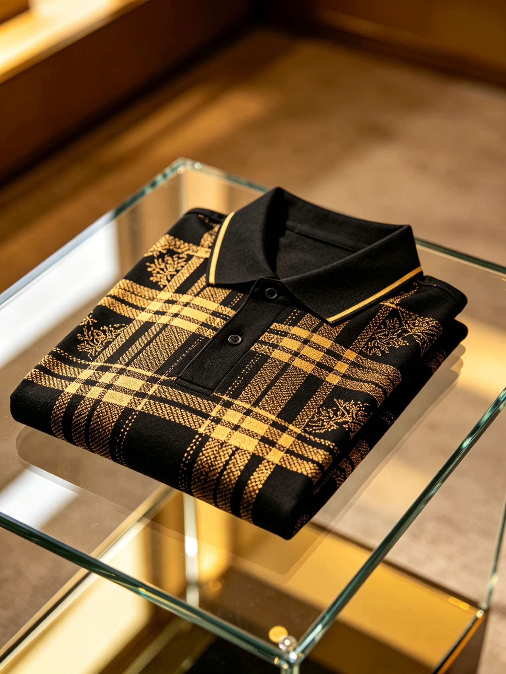 Men's Check Business Casual Short Sleeve Polo Shirt