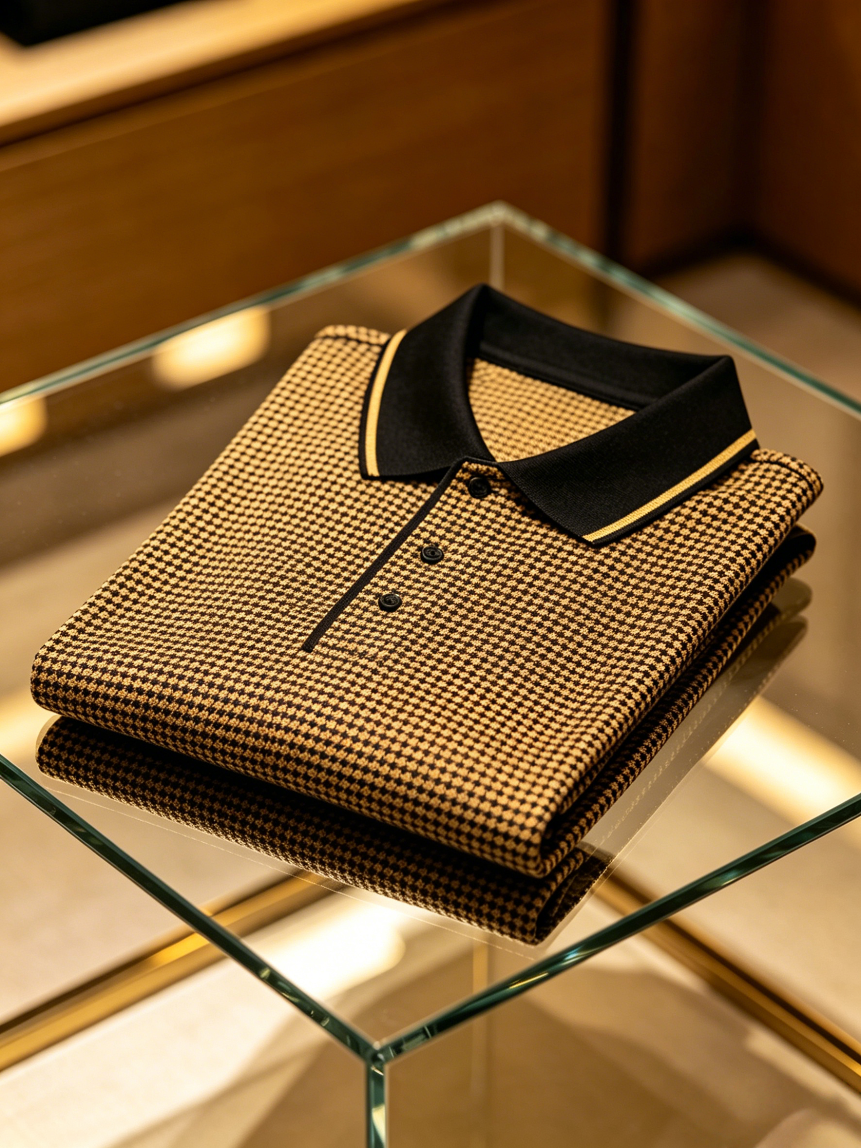 Men's Check Business Casual Short Sleeve Polo Shirt