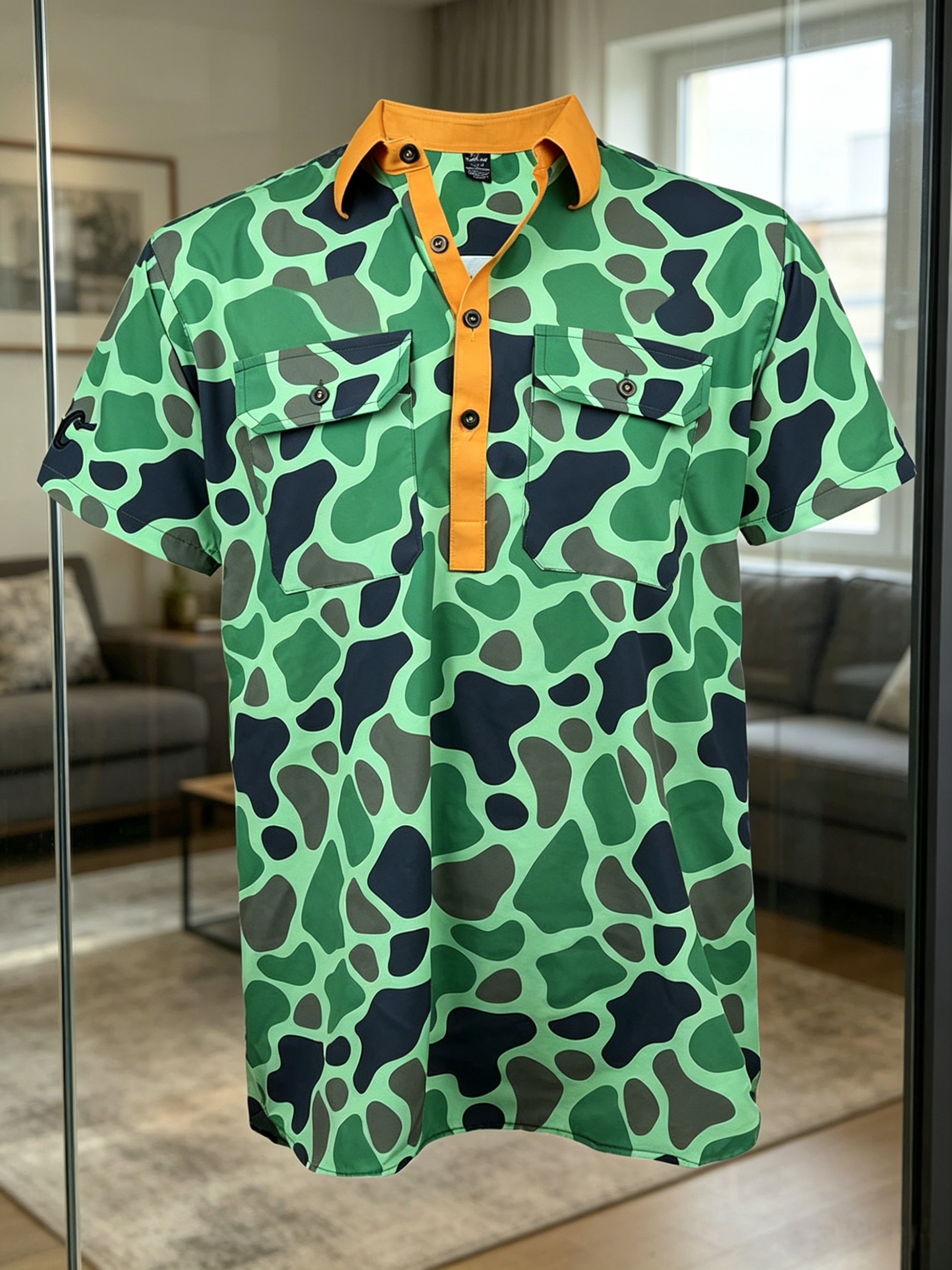 Men's Business Casual Button Short Sleeve Polo Shirt