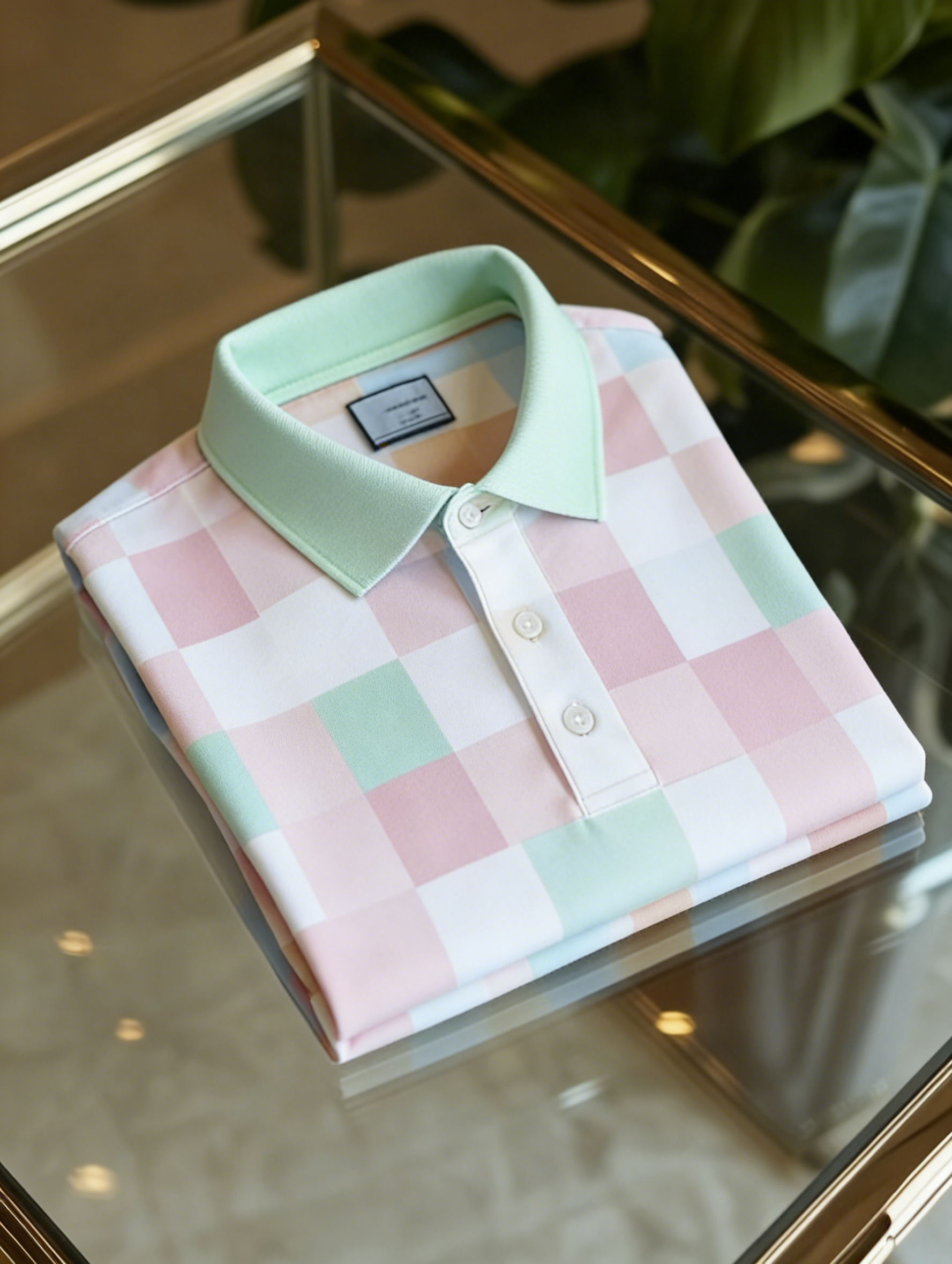 Men's Business Casual Jacquard Button Short Sleeve Polo Shirt