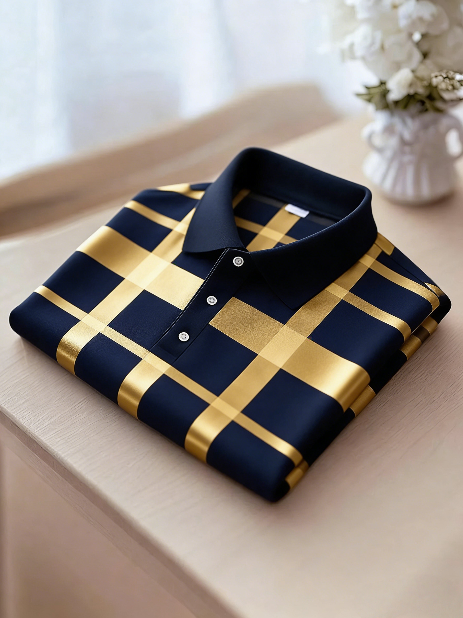 Men's Business Casual Button Short Sleeve Polo Shirt