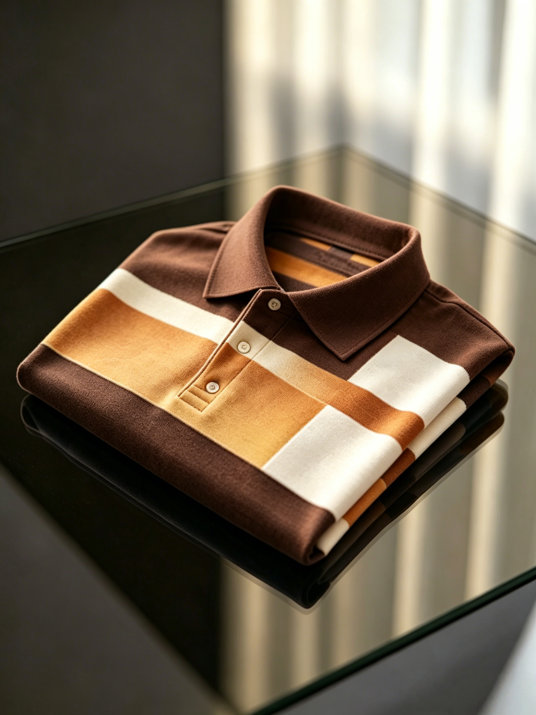 Men's Business Style Print Short Sleeved Polo Shirt