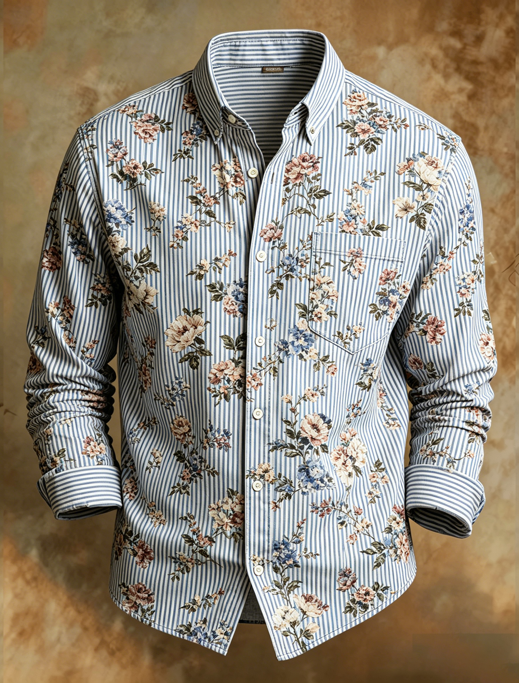 Men's Casual Floral Button Down Shirt