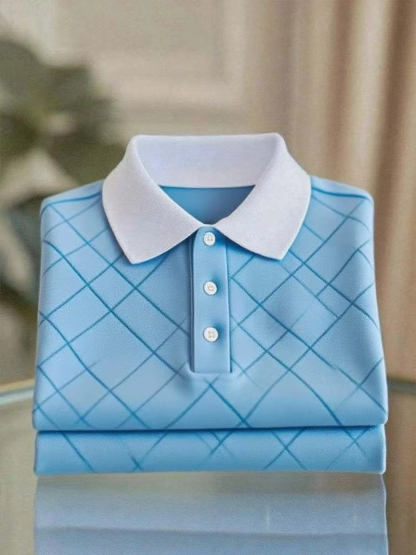 Men's Business Casual Logo Button Short Sleeve Polo Shirt