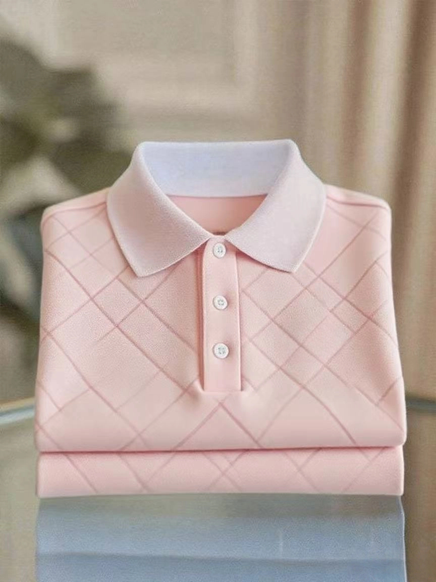 Men's Business Casual Logo Button Short Sleeve Polo Shirt