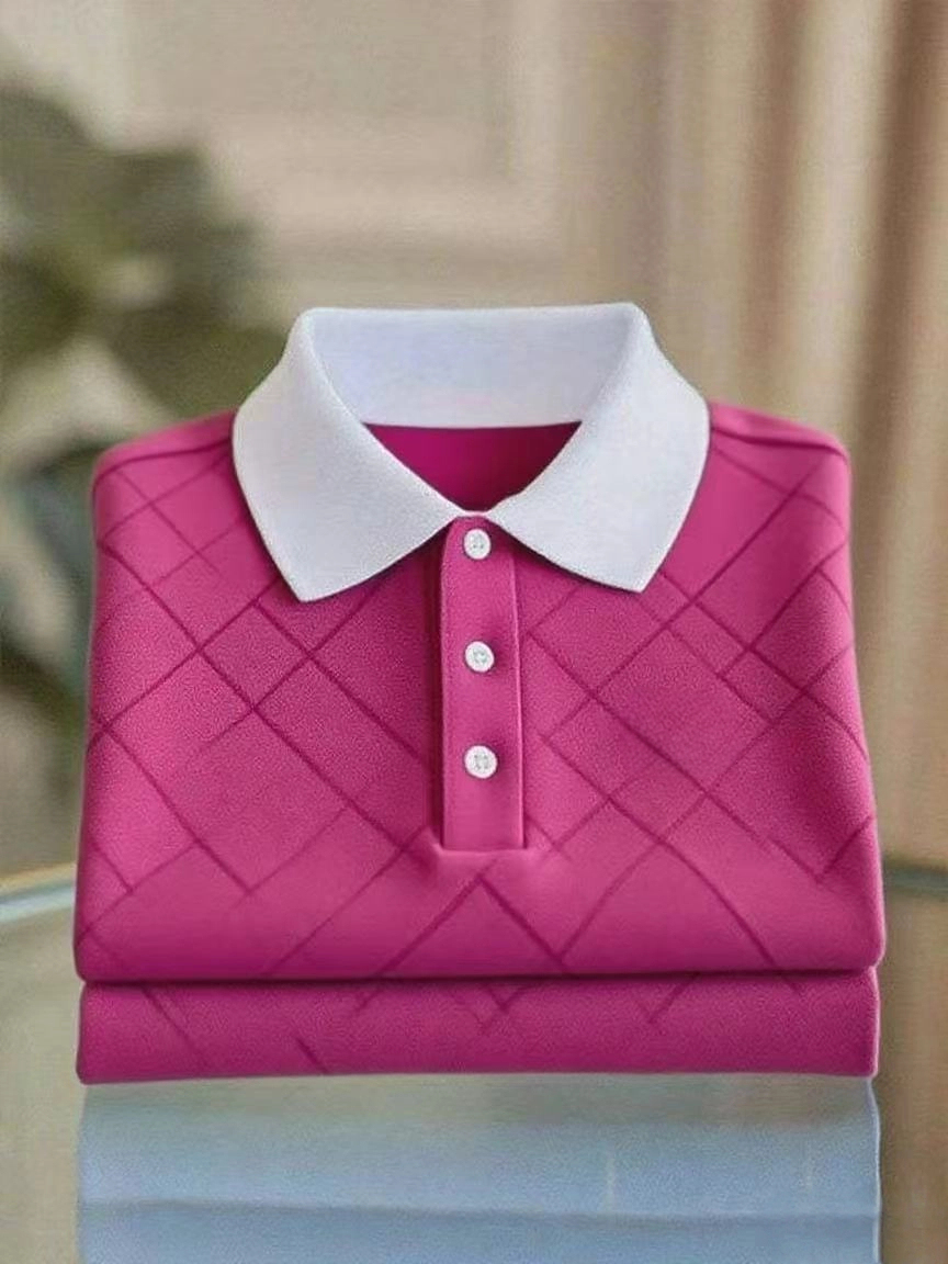 Men's Business Casual Logo Button Short Sleeve Polo Shirt