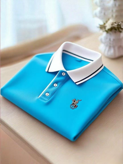 Men's Business Casual Button Short Sleeve Polo Shirt