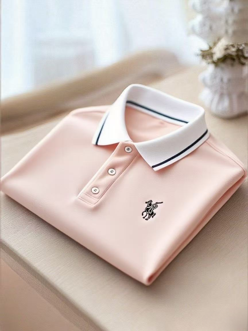 Men's Business Casual Button Short Sleeve Polo Shirt