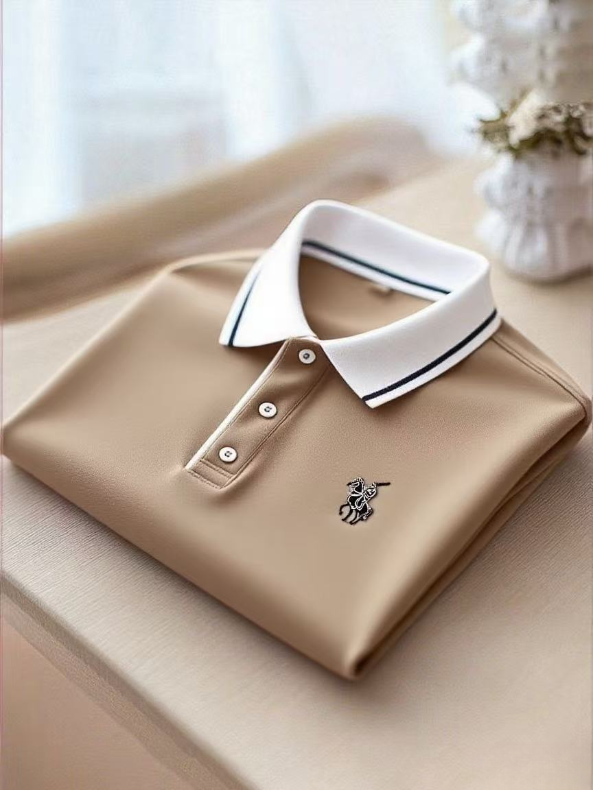 Men's Business Casual Button Short Sleeve Polo Shirt