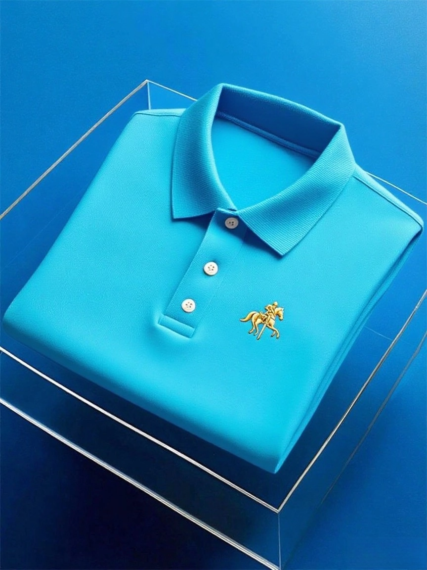 Men's Business Casual Button Short Sleeve Polo Shirt