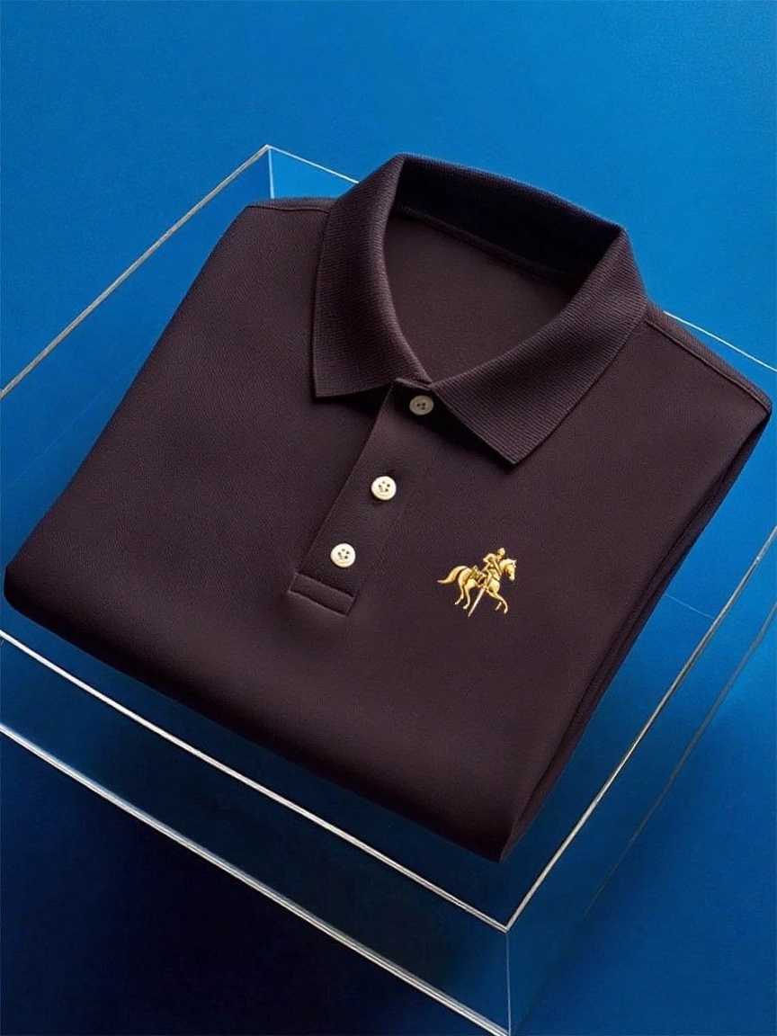 Men's Business Casual Button Short Sleeve Polo Shirt
