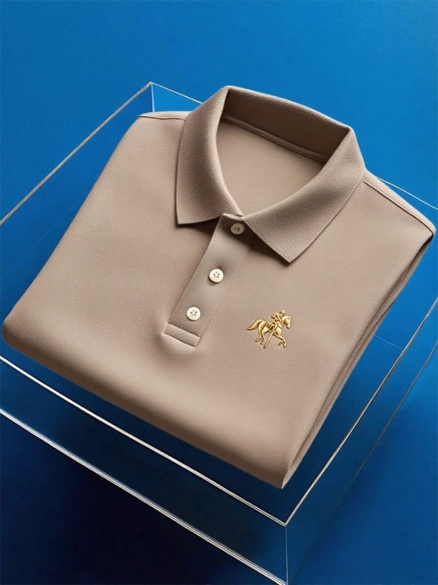 Men's Business Casual Button Short Sleeve Polo Shirt