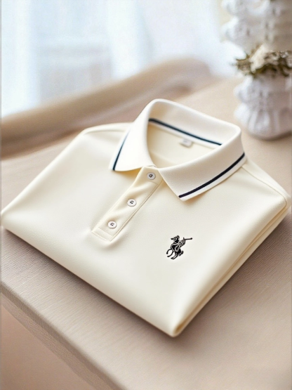 Men's Business Casual Button Short Sleeve Polo Shirt