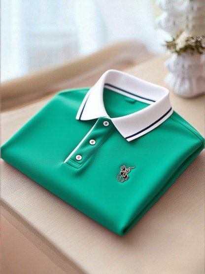 Men's Business Casual Button Short Sleeve Polo Shirt