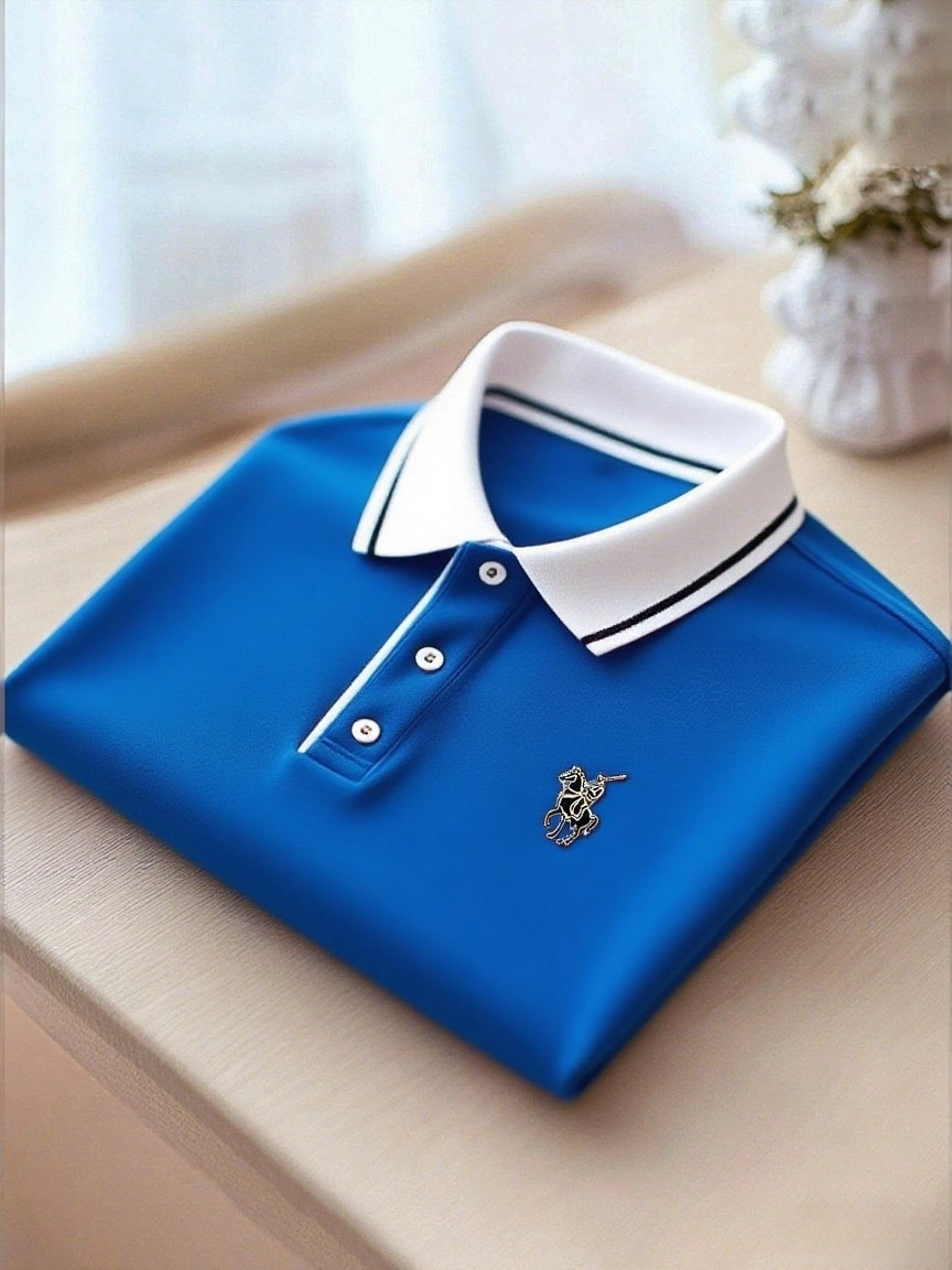 Men's Business Casual Button Short Sleeve Polo Shirt