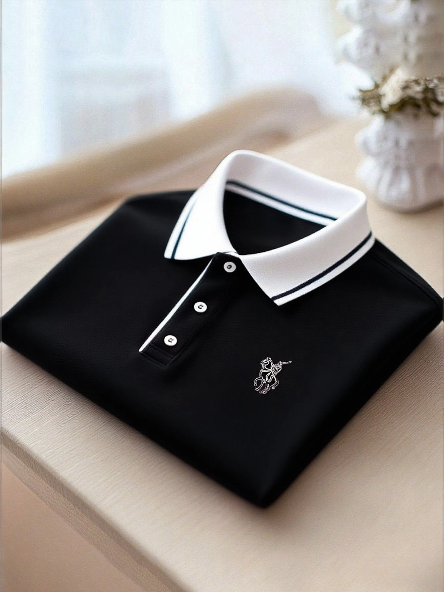 Men's Business Casual Button Short Sleeve Polo Shirt