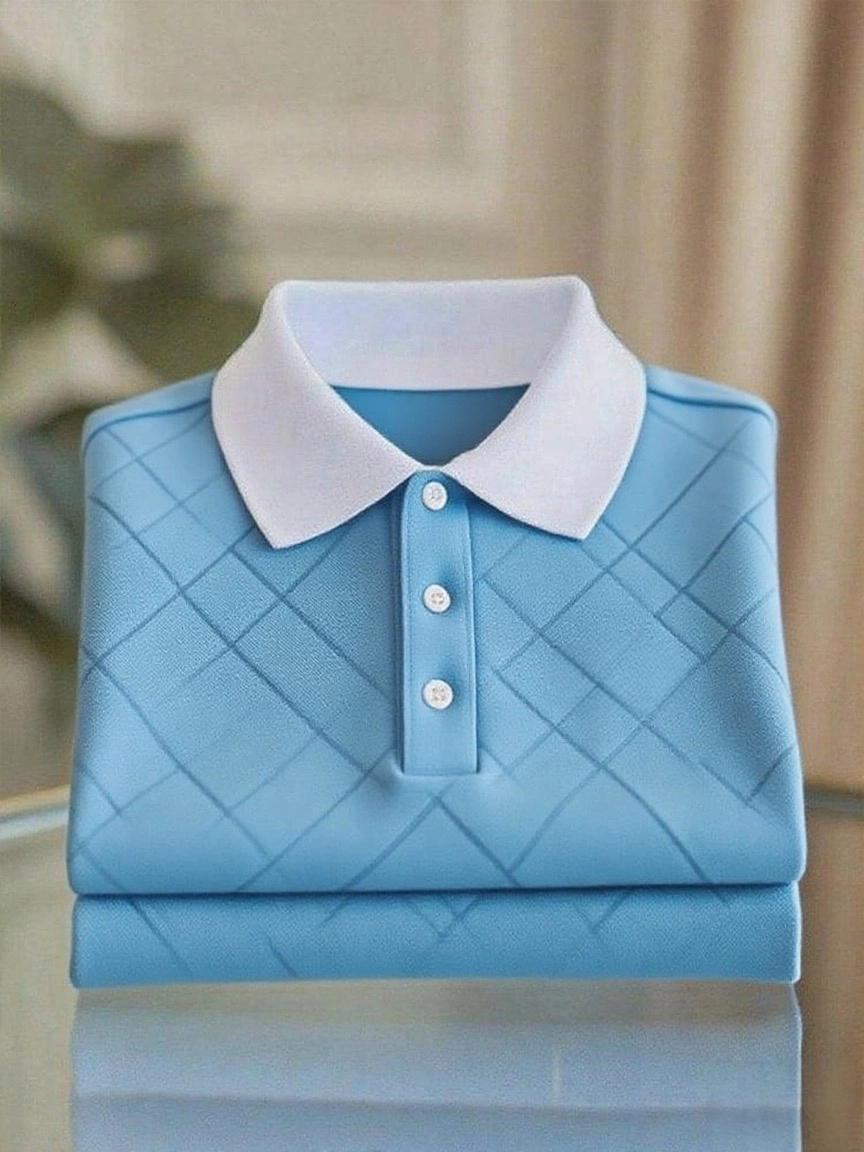 Men's Business Casual Logo Button Short Sleeve Polo Shirt