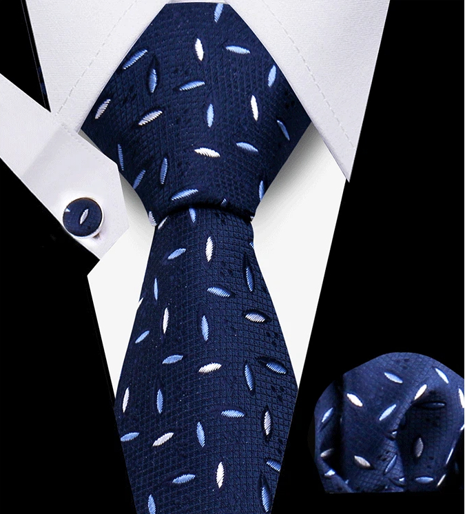 Men's Tie and Pocket Square and Clip Cufflinks Set