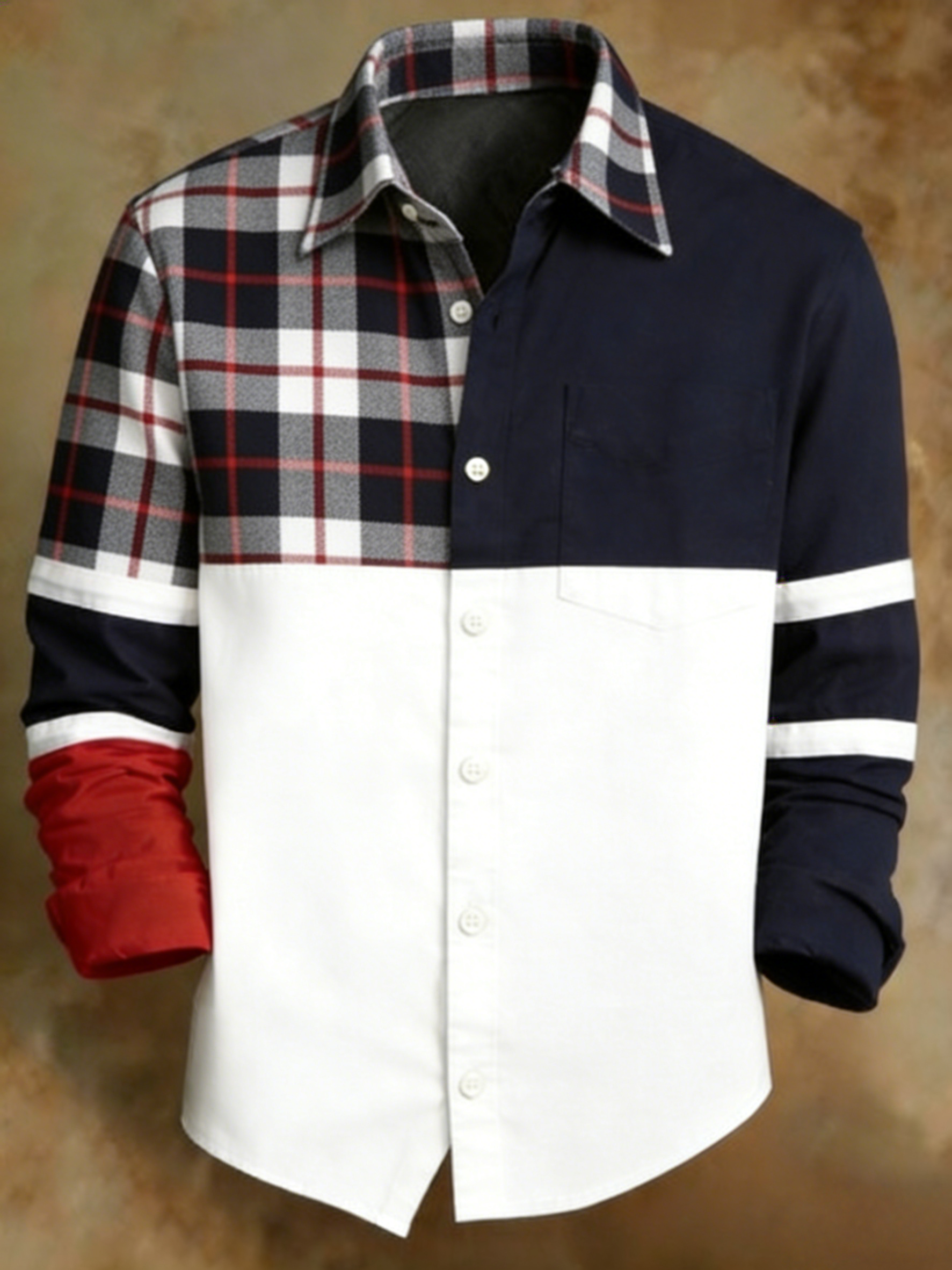 Men's Retro Abstract Art Print Pattern Business Style Shirt
