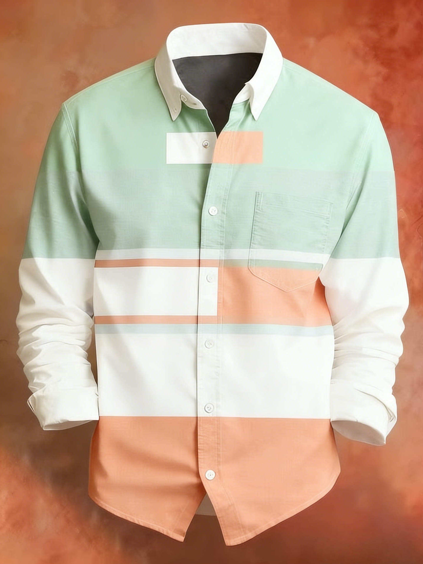 Men's Retro Abstract Art Print Pattern Business Style Shirt
