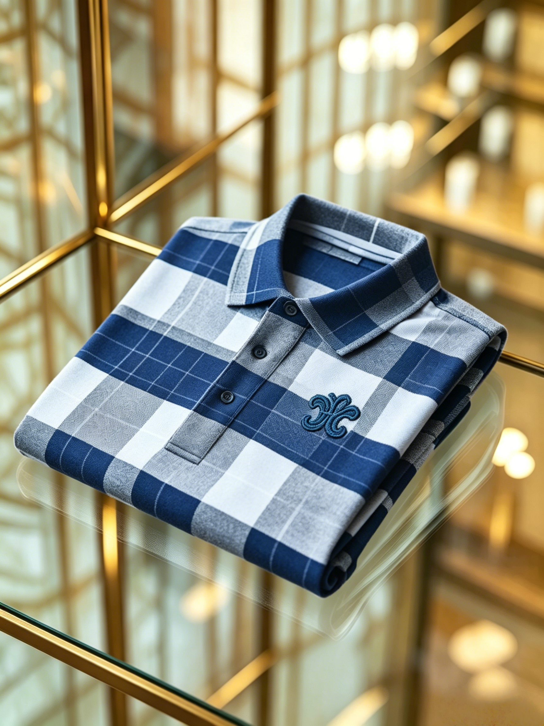 Men's Classic Business Logo Button Short Sleeve Polo Shirt