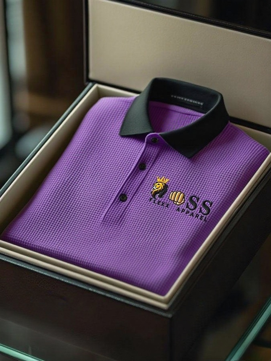 Men's Fashion Business Style Letter Printed Waffle Casual Short Sleeve POLO Shirt