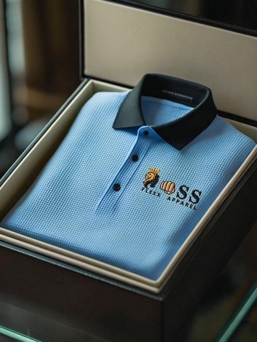 Men's Fashion Business Style Letter Printed Waffle Casual Short Sleeve POLO Shirt