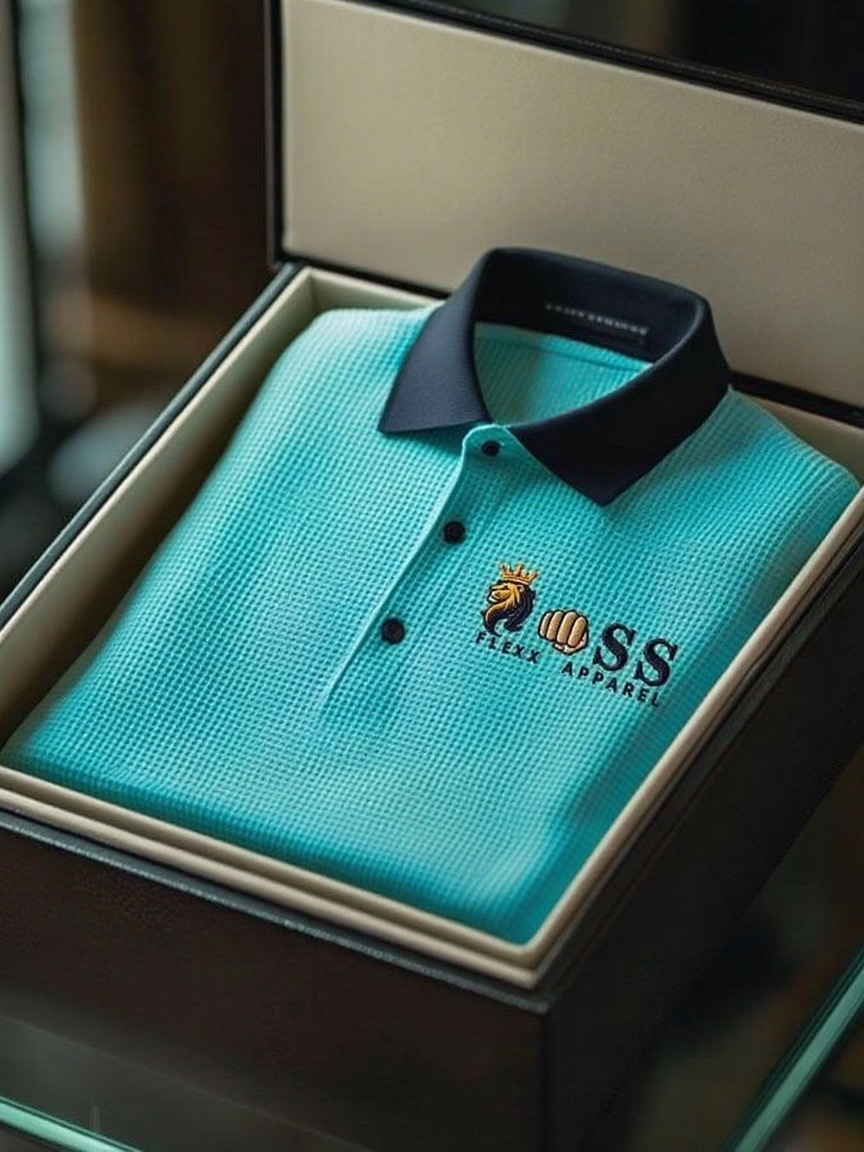 Men's Fashion Business Style Letter Printed Waffle Casual Short Sleeve POLO Shirt