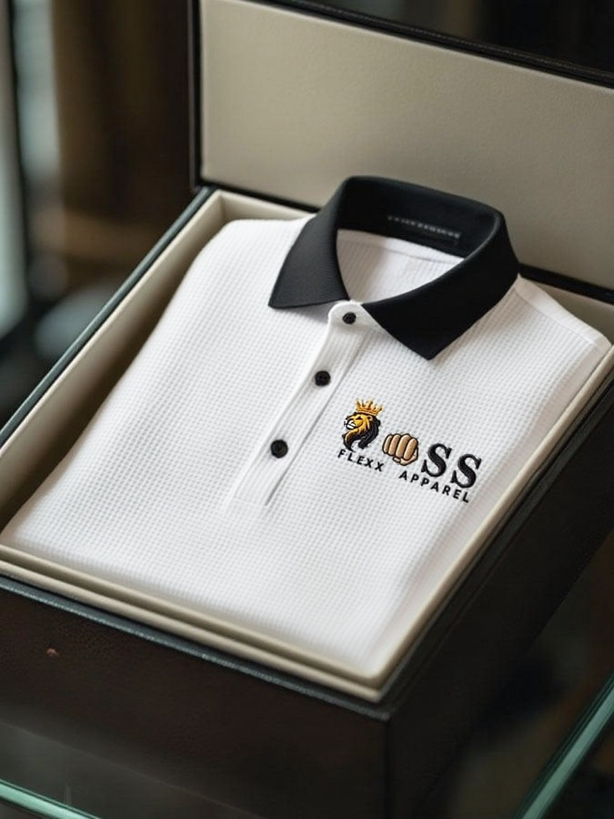 Men's Fashion Business Style Letter Printed Waffle Casual Short Sleeve POLO Shirt