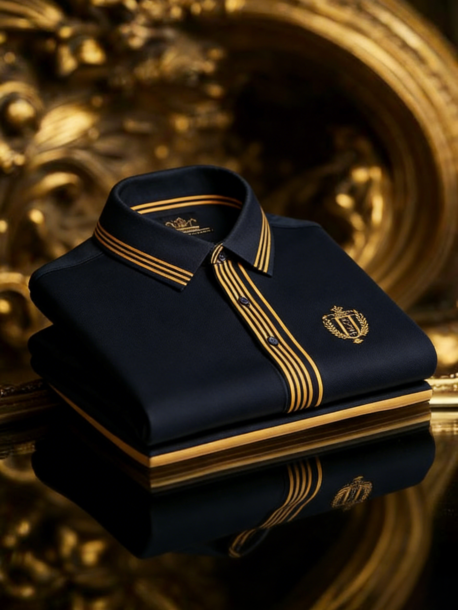 Men's Retro Business Stripe Print Long Sleeve Polo Shirt