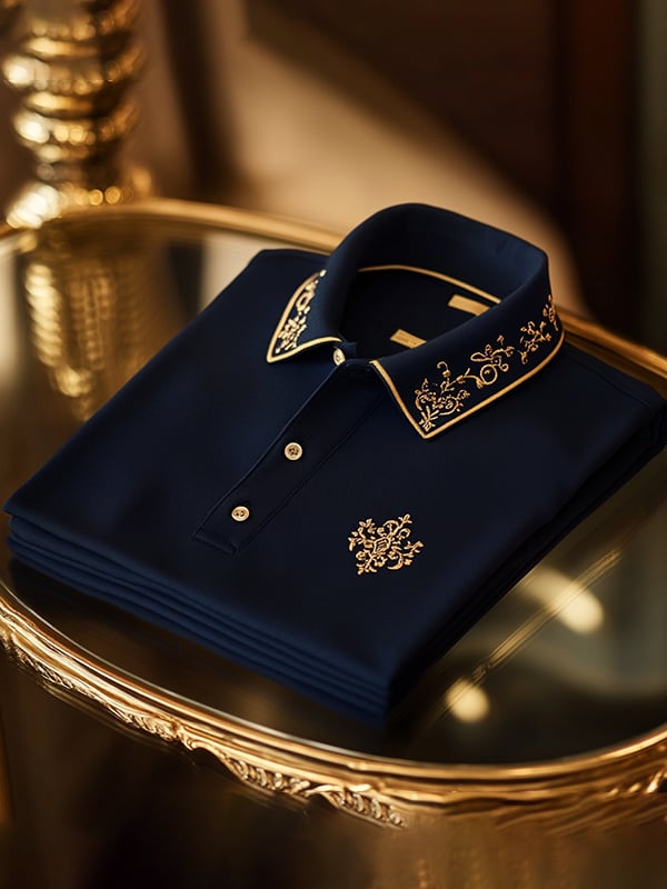 Men's Retro Business Stripe Print Long Sleeve POLO Shirt