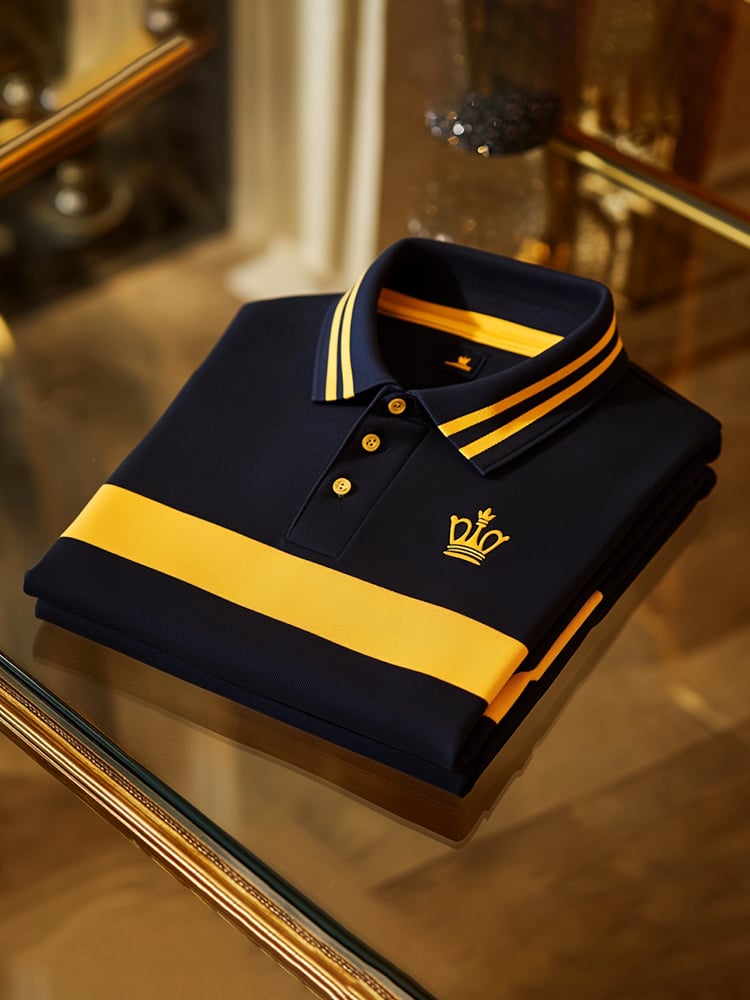 Men's Business Casual Logo Button Short Sleeve Polo Shirt